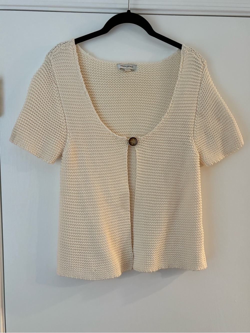 Banana Republic Cream Short-Sleeve Knit Cardigan